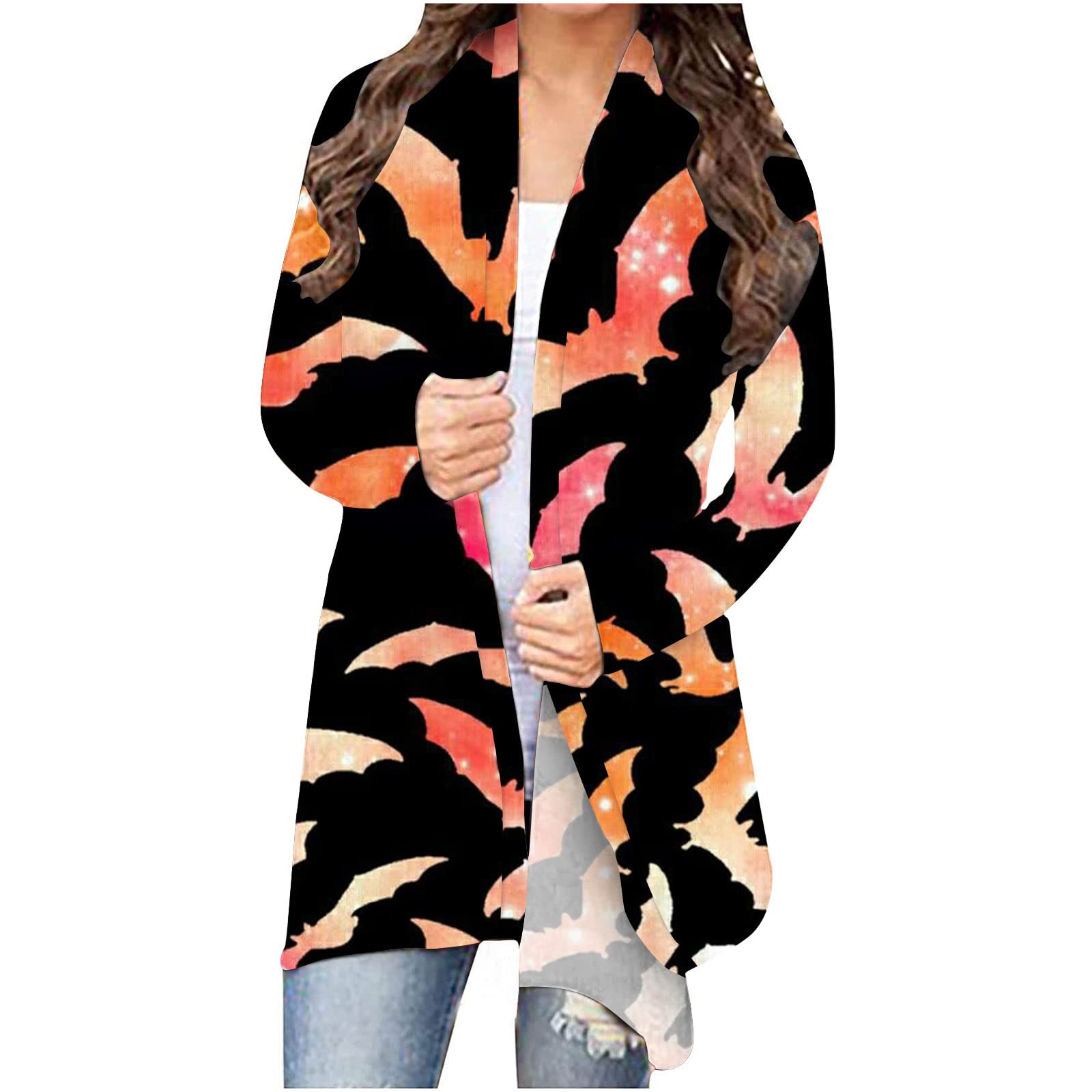 Women's Cardigan Sweater 2022 - Long Sleeve Open Front Lightweight Fall Coat | Halloween Fashion, Casual Outerwear for Autumn & Winter