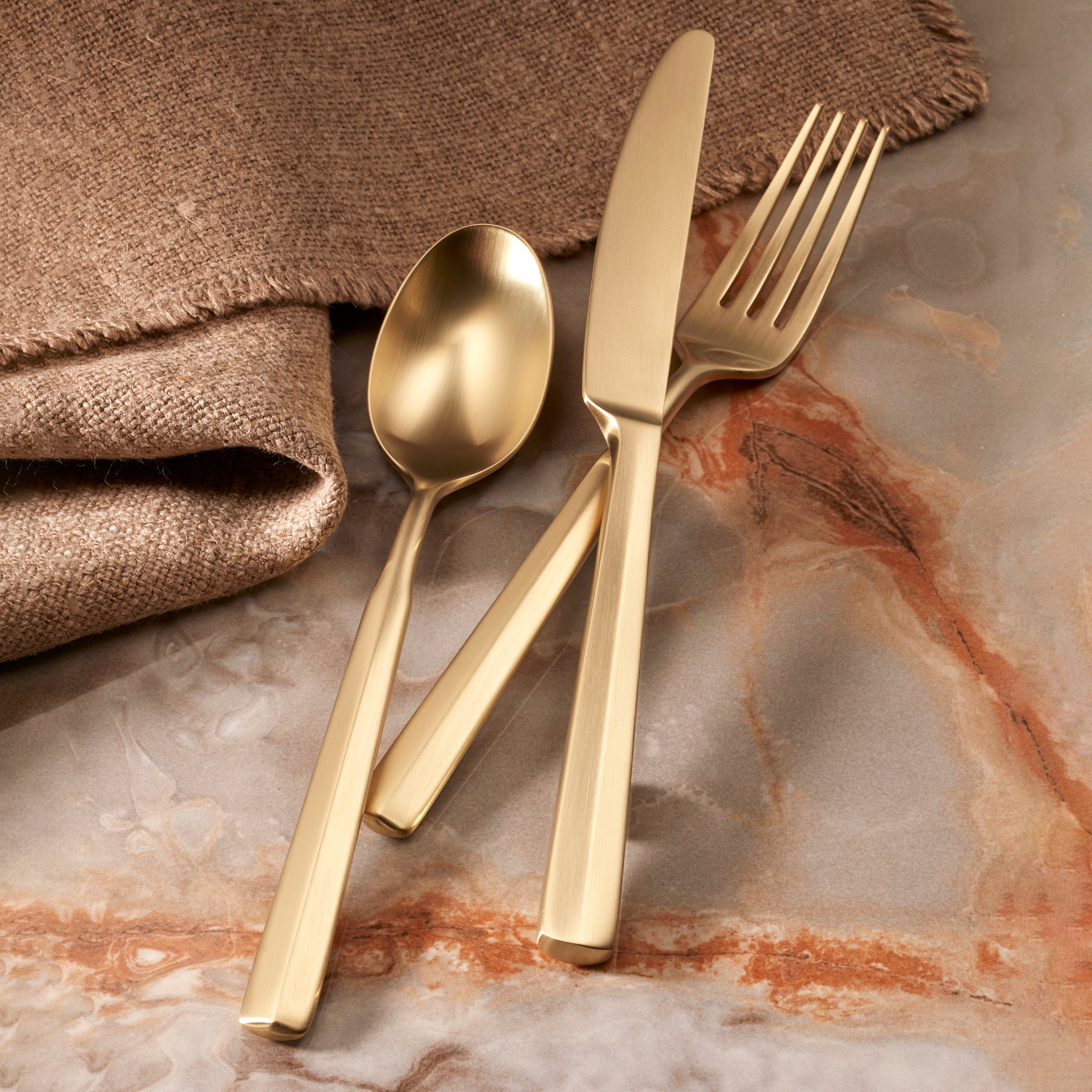 Ryder 20-Piece Flatware Set - Stainless Steel Champagne Satin Finish - Elegant Dining Utensils for Dinner Parties, Weddings & Everyday Use