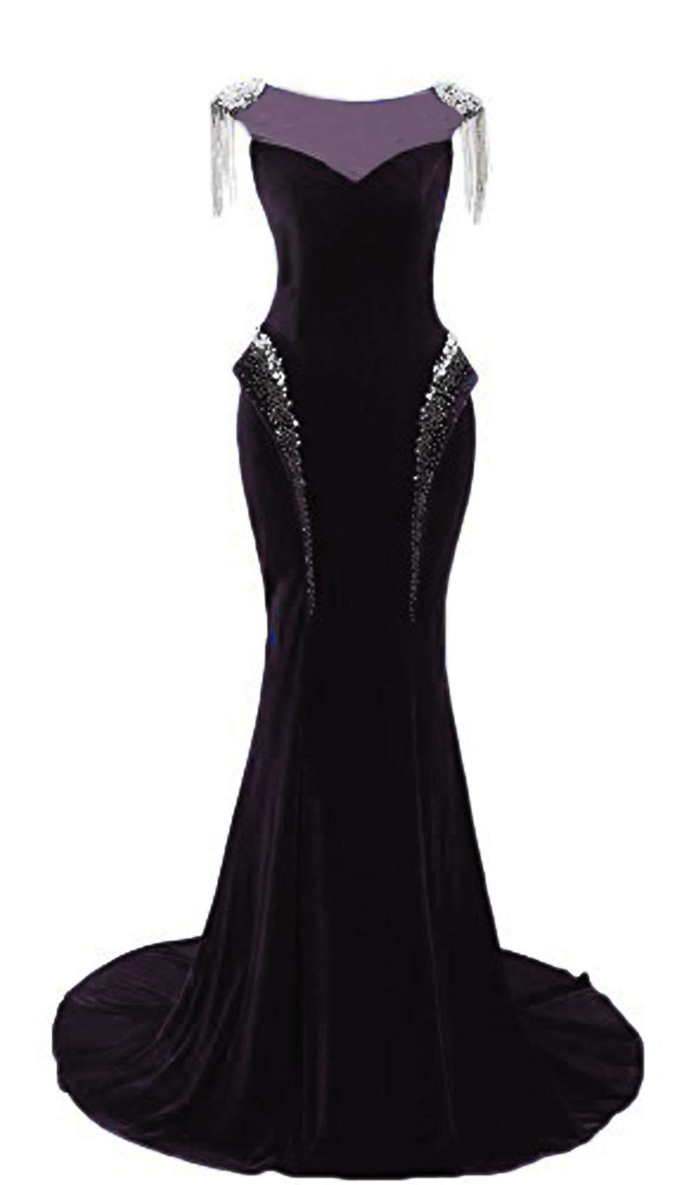 Elegant Women's Rhinestone Mermaid Evening Dress with Beaded Details - Formal Party Gown for Prom, Wedding Guest, Black Tie Events & Special Occasions