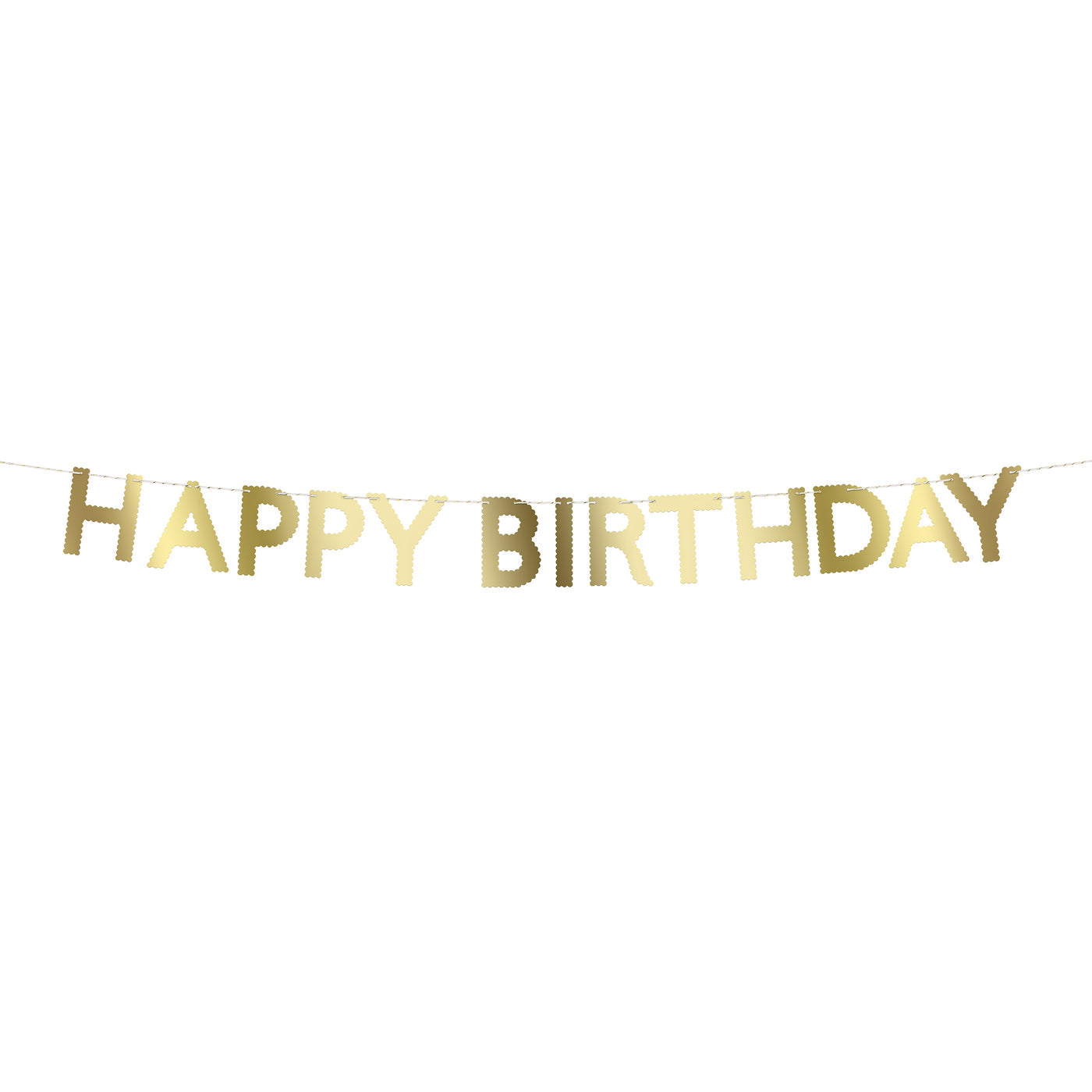Gold Scallop Happy Birthday Garland - Elegant Party Decor for Birthdays, Baby Showers & Celebrations | Perfect for Home, Office & Event Decorations
