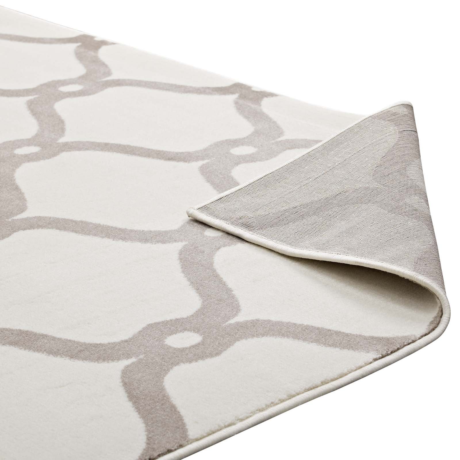 Modern Contemporary Urban Living Room Area Rug - Soft Fabric Floor Carpet Runner in Multi Ivory White - Perfect for Lounge, Bedroom & Home Decor