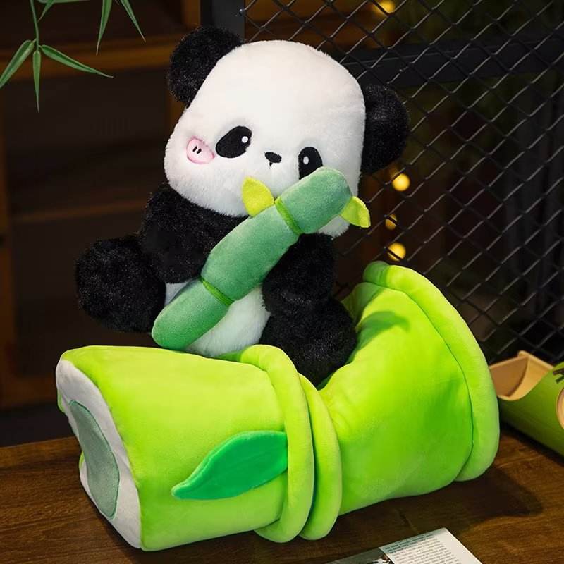Adorable Panda Plush Toy Hidden Inside Bamboo - Cute Surprise Gift for Kids & Collectors | Perfect for Birthdays, Party Favors & Panda Lovers