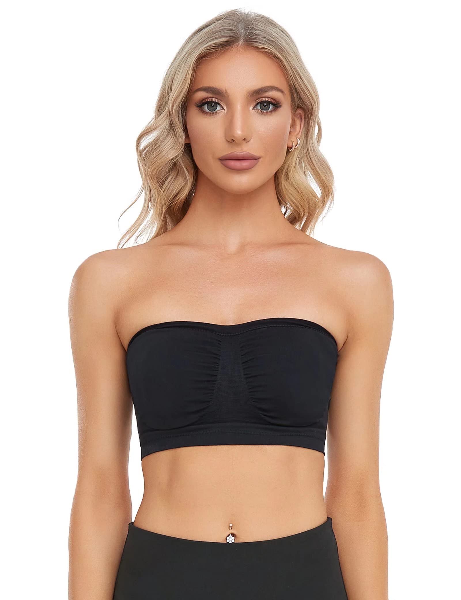 Gnowann Women's Strapless Seamless Tube Top Bra - Wirefree Comfort with Silicone Pads for Everyday Wear, Weddings & Special Occasions