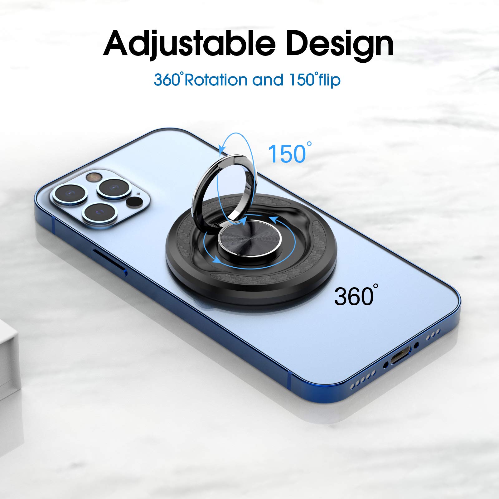 TechMatte MagGrip Magnetic Phone Ring Holder Stand (Detachable) - Compatible with iPhone 13/12 MagSafe, Samsung Galaxy, Wireless Charging - Perfect for Hands-Free Viewing, Gaming, and Video Calls