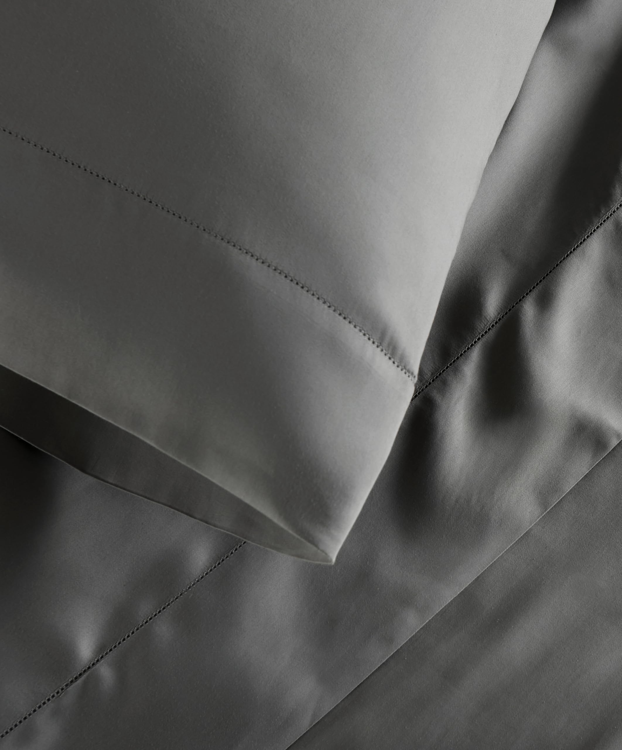Peacock Alley Clara Luxury Sateen Sheet Set - 100% Long Staple Cotton 320 Thread Count - Soft Smooth All Season Bedding - King Size Dark Grey - Perfect for Master Bedroom & Guest Room Comfort