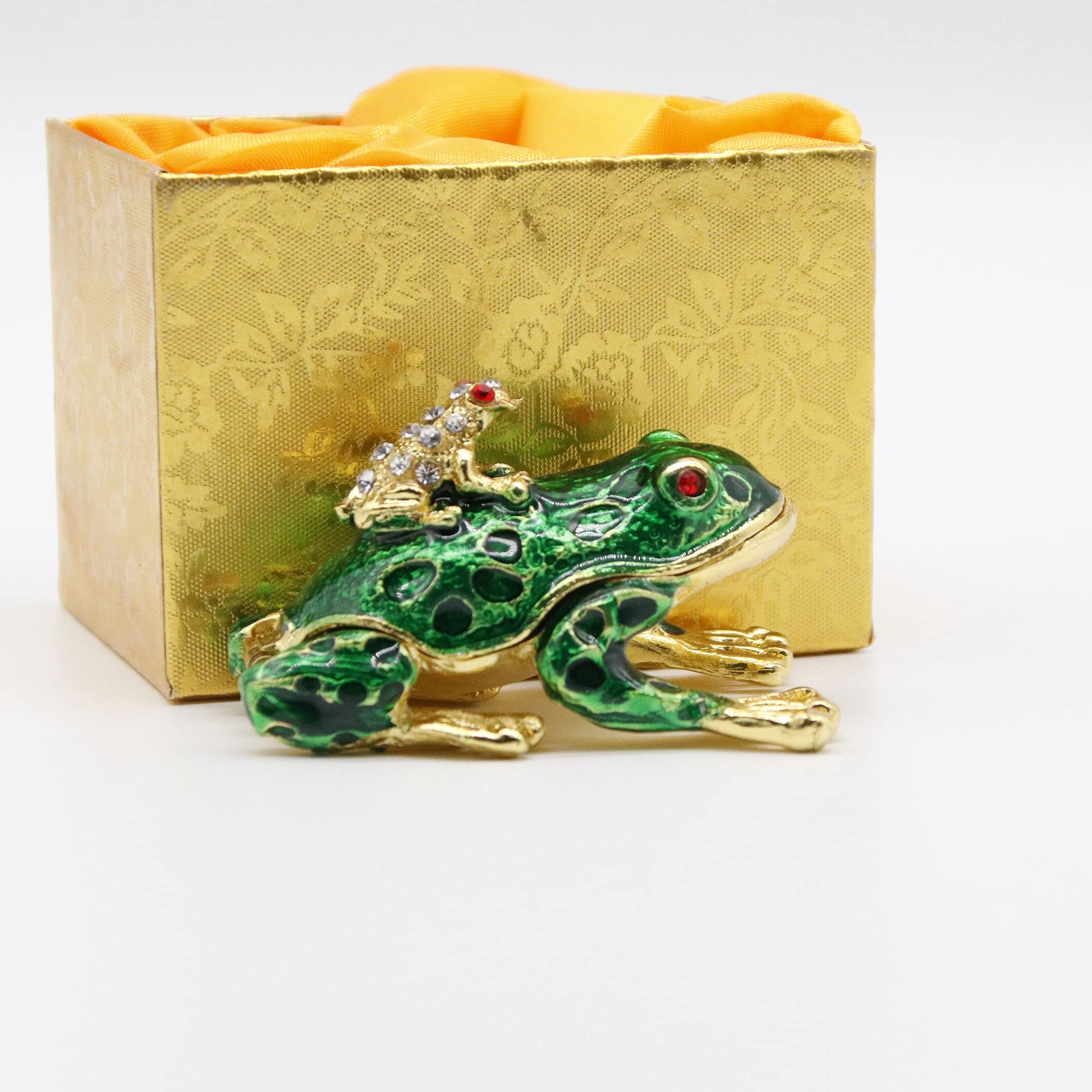 SEVENBEES Hand-Painted Enameled Crystal Frog Jewelry Box - Hinged Trinket Box, Ring Holder & Home Decor Collectible - Unique Gift for Women, Birthday, Anniversary | Perfect for Dresser, Vanity & Gift Giving