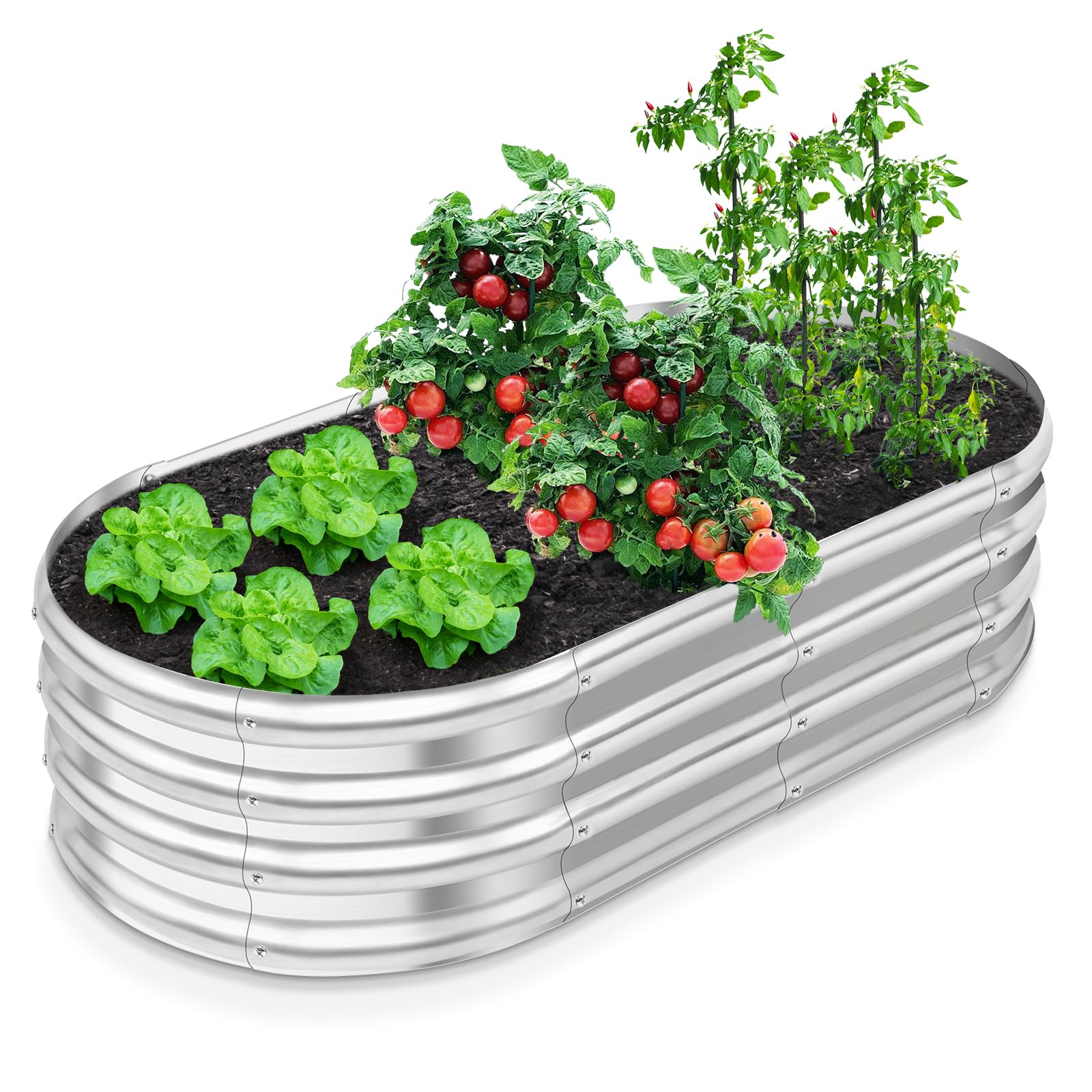 Galvanized Raised Garden Bed Kit - 4x2x1 ft Metal Planter Box for Vegetables, Flowers, Herbs - Rust-Resistant Outdoor Gardening Beds with Open Base Design - Perfect for Backyards, Patios, and Urban Gardens (1 Pack, 4x2x1 ft)