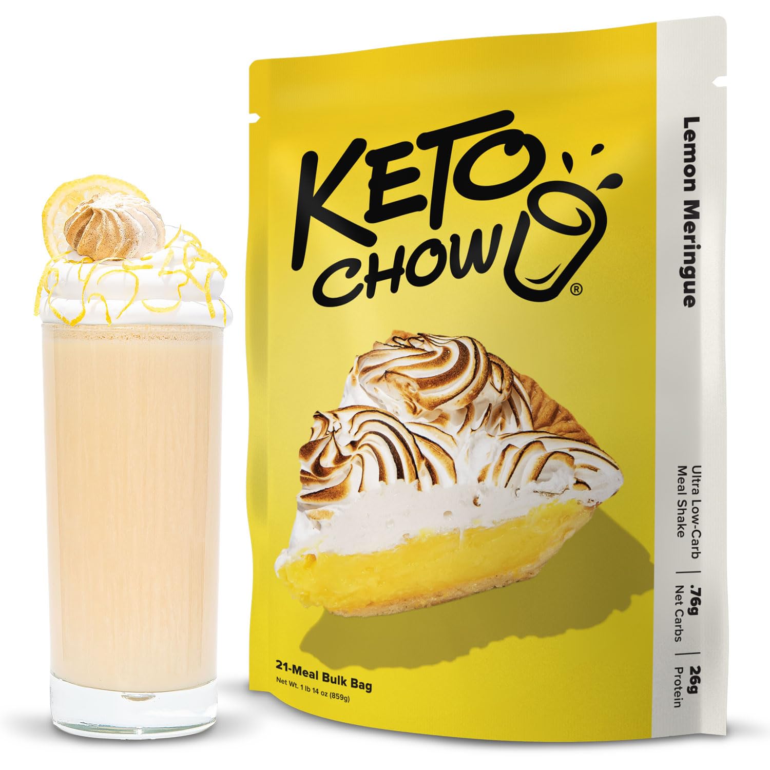 KETO CHOW LEMON MERINGUE - 21 Meal Keto Diet Powder for Weight Loss & Low Carb Lifestyle | Perfect for Breakfast, Lunch or Dinner Replacement