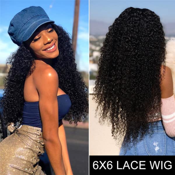 West Kiss 16 Inch Curly Lace Front Wig Human Hair - 6x6 HD Lace Closure, Pre-Plucked, Glueless - Natural Black Women's Wigs for Daily Wear & Special Occasions
