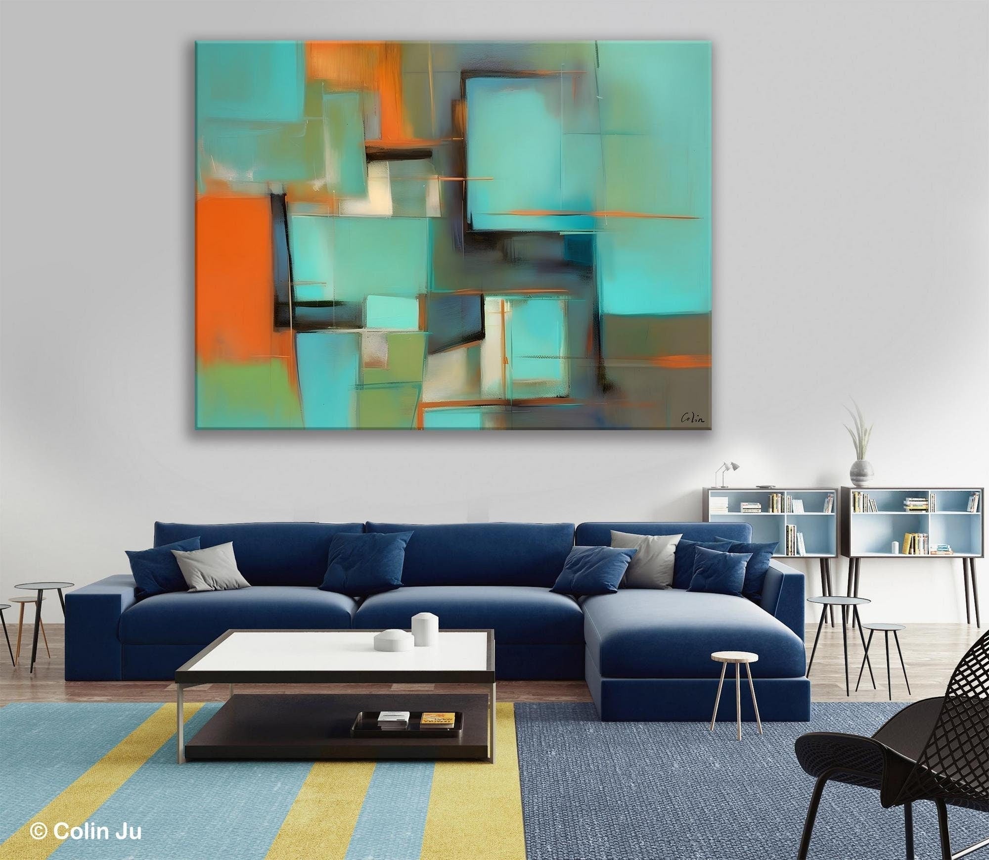 Large Modern Abstract Canvas Wall Art - Hand Painted Original Acrylic Painting for Bedroom Decor | Contemporary Home & Office Wall Decor