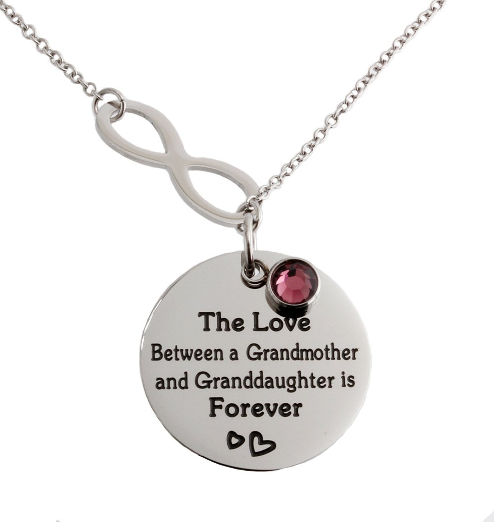 Stainless Steel Infinity Love Necklace - Grandma & Granddaughter Gift with Purple Charm for Special Occasions