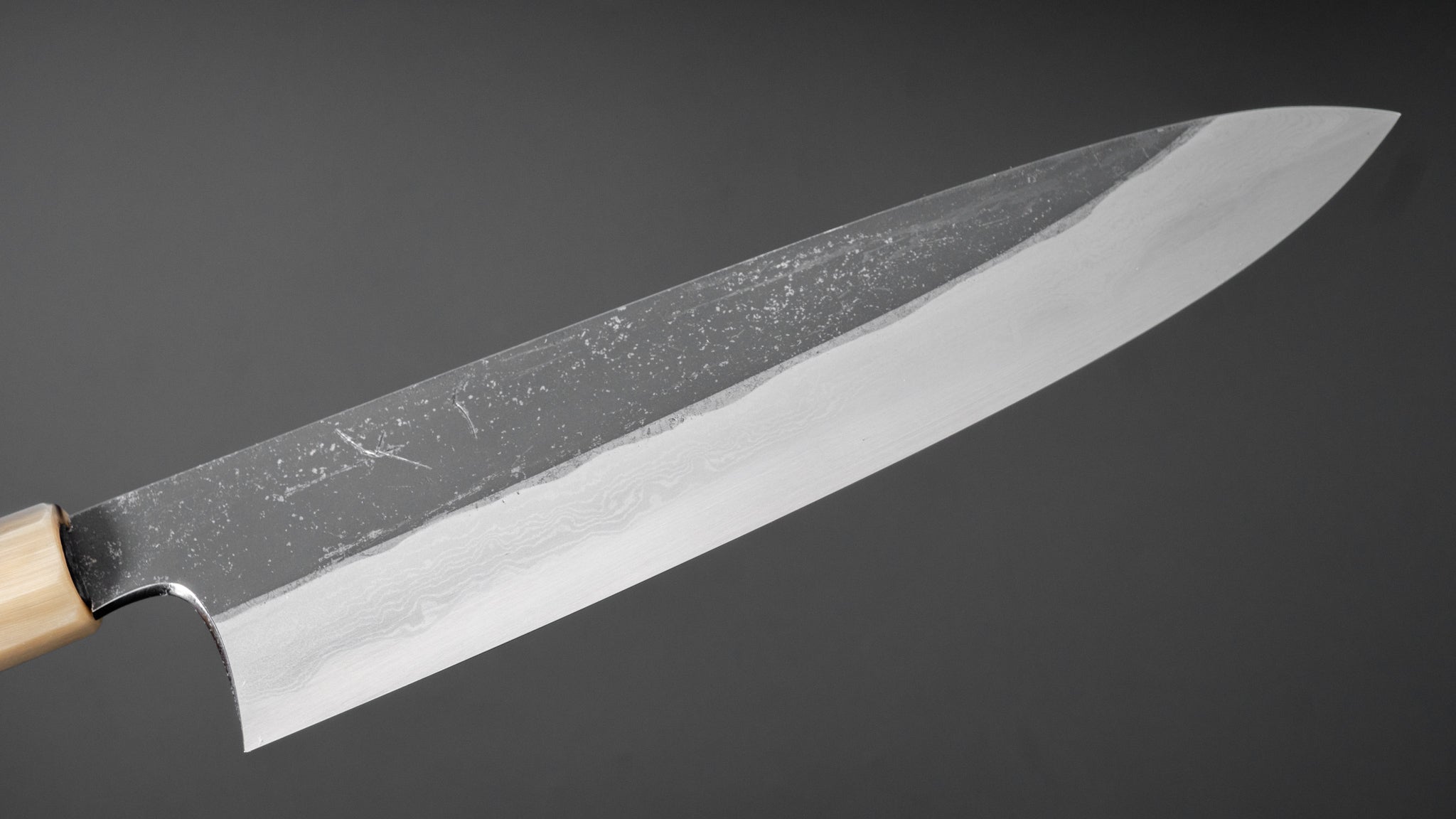 Hitohira Togashi White #1 Kurouchi Damascus Gyuto 240mm Japanese Chef Knife with Ebony Handle - Professional Kitchen Tool for Slicing, Dicing & Meat Cutting