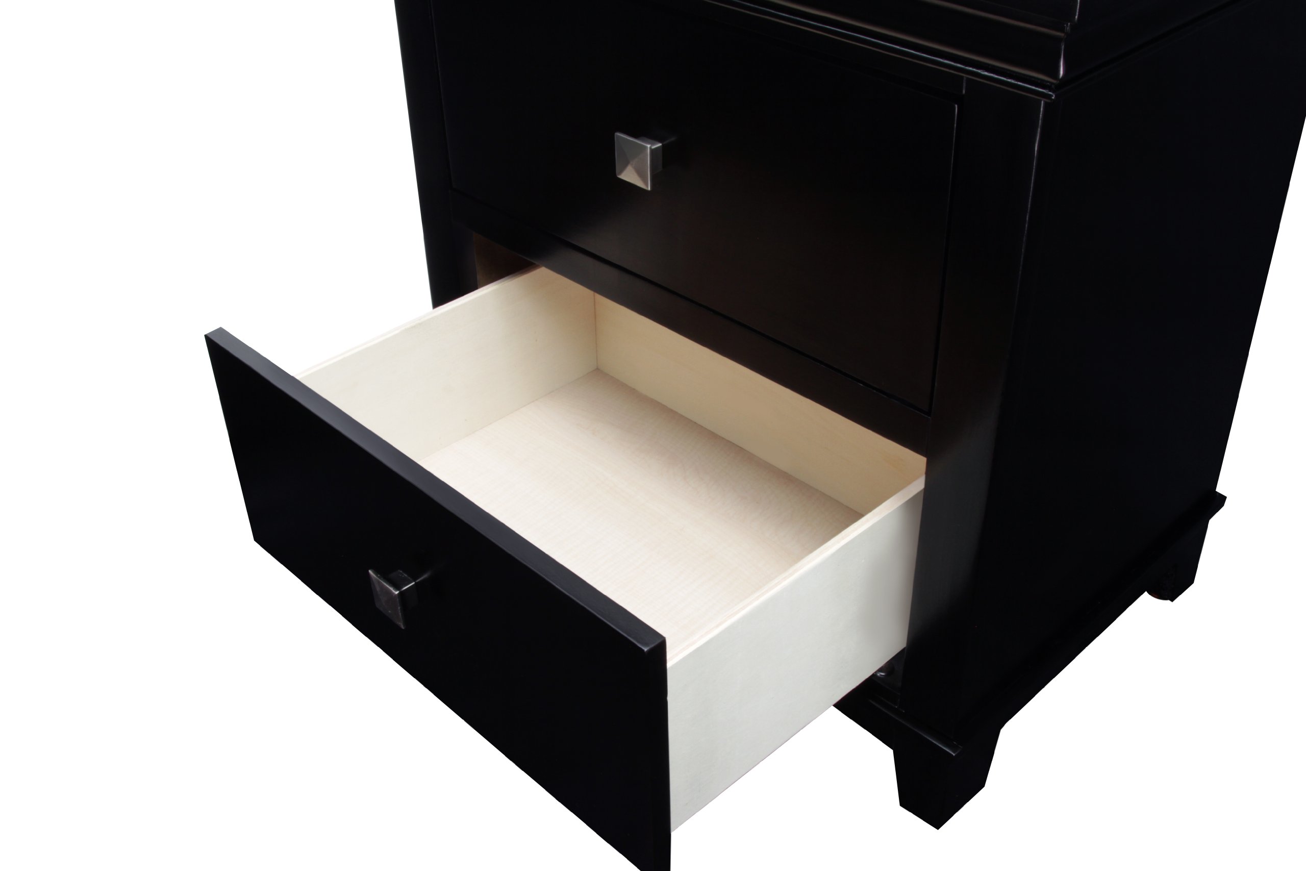 Furniture of America Pasha 2-Drawer Nightstand with Espresso Finish - Modern Bedside Table for Bedroom, Living Room & Guest Room Storage