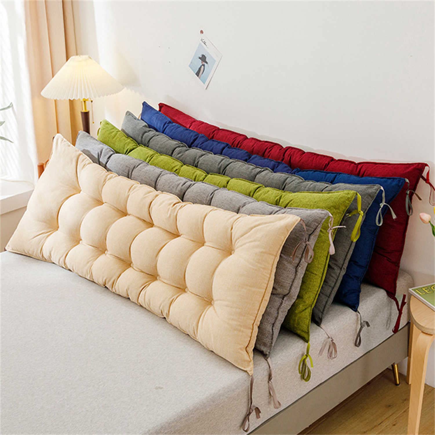 Large Adult Headboard Reading Pillow - Back Support Cushion for Sitting Up in Bed, Linen Lounge Bedrest with Body Positioning - Perfect for Reading, Watching TV, and Relaxing in Bed