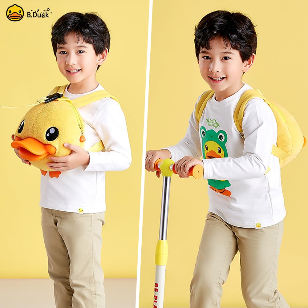 B.Duck Kids Backpack - Soft Plush Yellow Duck Mini Backpack for Kindergarten, Travel & School - Cute Unisex Backpack for Boys & Girls - Perfect for Daycare, Outings & Daily Use