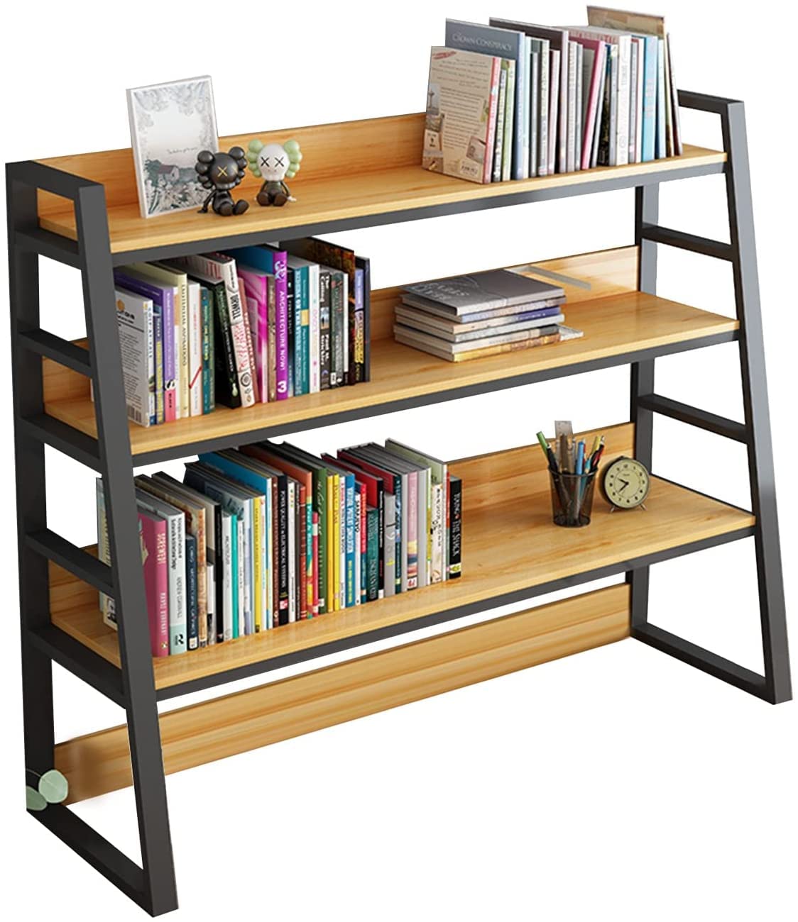 3-Tier Adjustable Ladder Bookcase for Home Office - 75cm Multipurpose Storage Shelf for Books, Office Supplies & Decor | Perfect for Dorm, Study & Workspace Organization