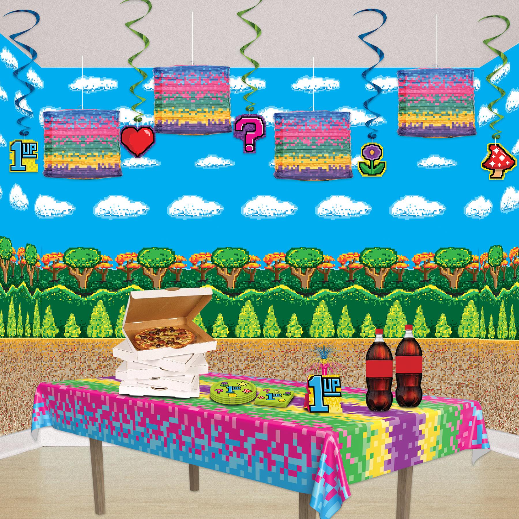 12 Pack Beistle 8 Bit Square Party Paper Lanterns - Colorful Retro Gaming Decor for Birthday Parties, Baby Showers & Home Decorations