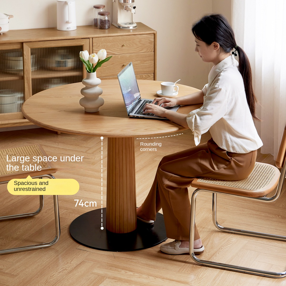 Stylish Oak Solid Wood Modern Nordic Dining Table - Perfect for Small Spaces, Apartments & Contemporary Home Decor