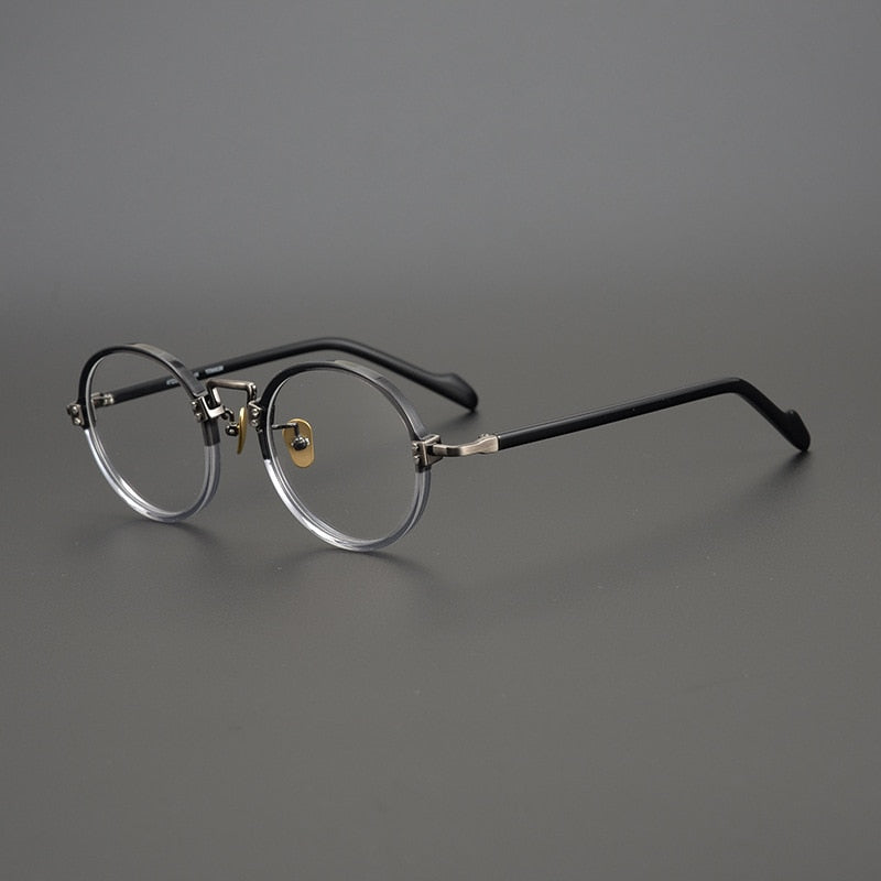 CCspace Unisex Full Rim Round & Square Acetate Titanium Eyeglasses Frame 53312 - Lightweight Durable Glasses for Work, Reading & Fashion