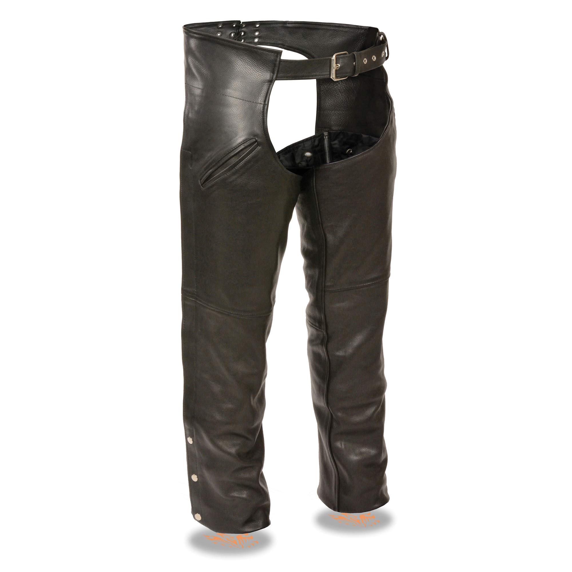 Men's Genuine Leather Motorcycle Chaps with Slash Pockets & Snap-Out Liner - Perfect for Bikers, Riders & Outdoor Adventures