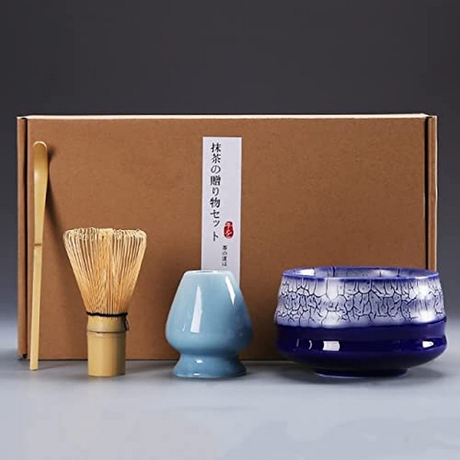 Premium 4-Piece Matcha Tea Set - Ceramic Matcha Bowl, Bamboo Whisk, Tea Scoop & Brush - Perfect for Japanese Tea Ceremony, Home Brewing & Gifts - Eco-Friendly Kitchen Accessories