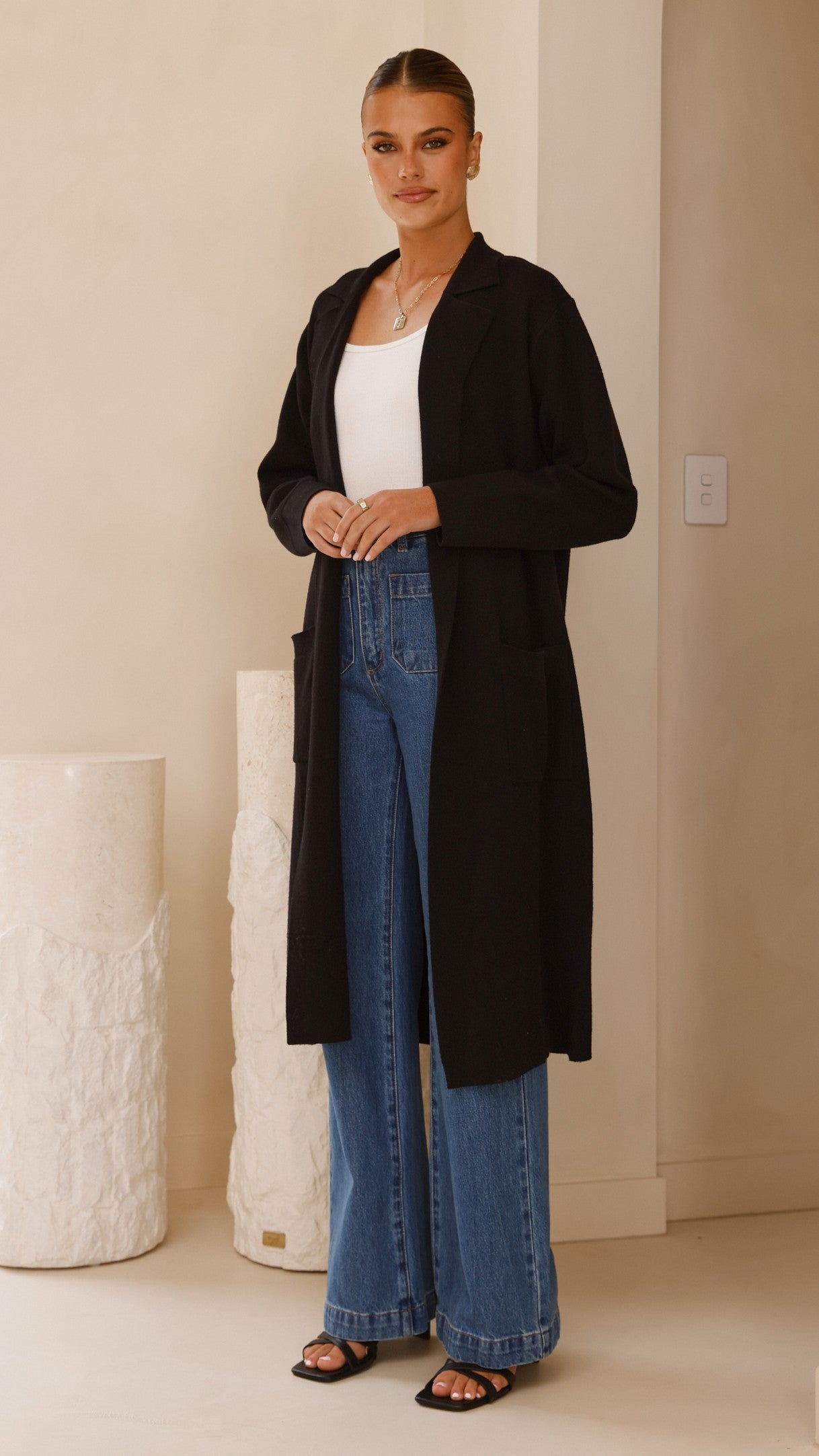 Kira Coatigan - Stylish Black Cardigan Sweater for Women | Perfect for Office, Casual Outfits & Layering