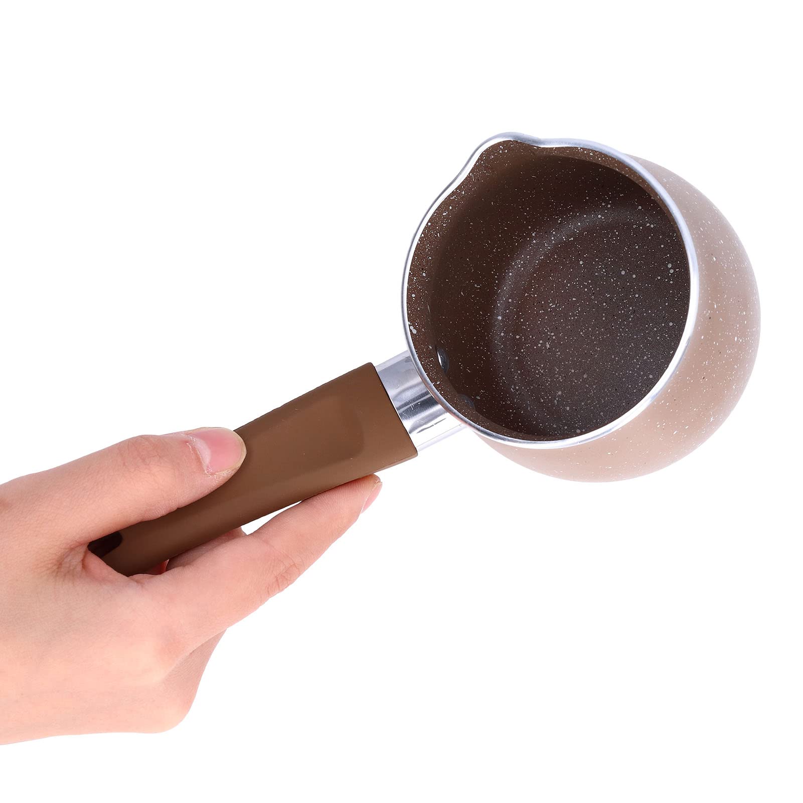 Nonstick Milk Warmer Pot with Pouring Spout - 8cm Mini Coffee & Butter Warmer Pan, Single Handle Soup Pot for Simmering Milk, Coffee, Noodles & Spaghetti | Perfect for Home Kitchen, Cafe & Office Use