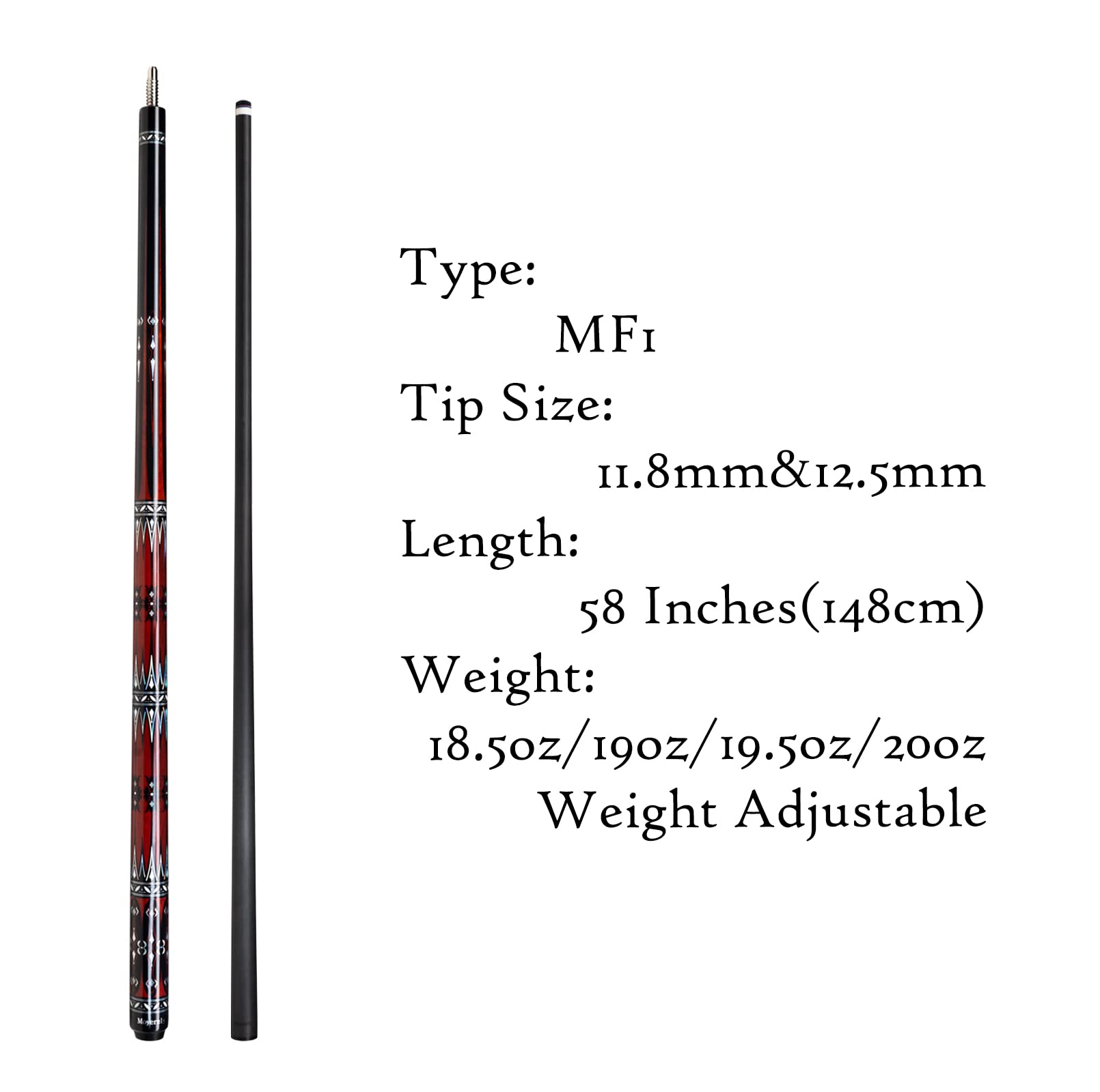 Premium Carbon Fiber Pool Cue Stick - 11.8mm & 12.5mm Low Deflection Shaft - Professional Billiard Cue with Protective Case - Perfect for Tournament Play & Home Pool Tables