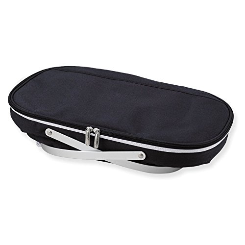 Collapsible Insulated Picnic Basket Cooler Bag - Portable Food & Drink Carrier for Beach, Camping, Tailgating & Outdoor Parties (Black)