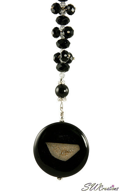 Black Gemstone Crystal Ceiling Fan Pull Chain - Elegant Home Decor for Vintage & Modern Ceiling Fans - Perfect for Living Room, Bedroom & Kitchen Lighting Upgrade