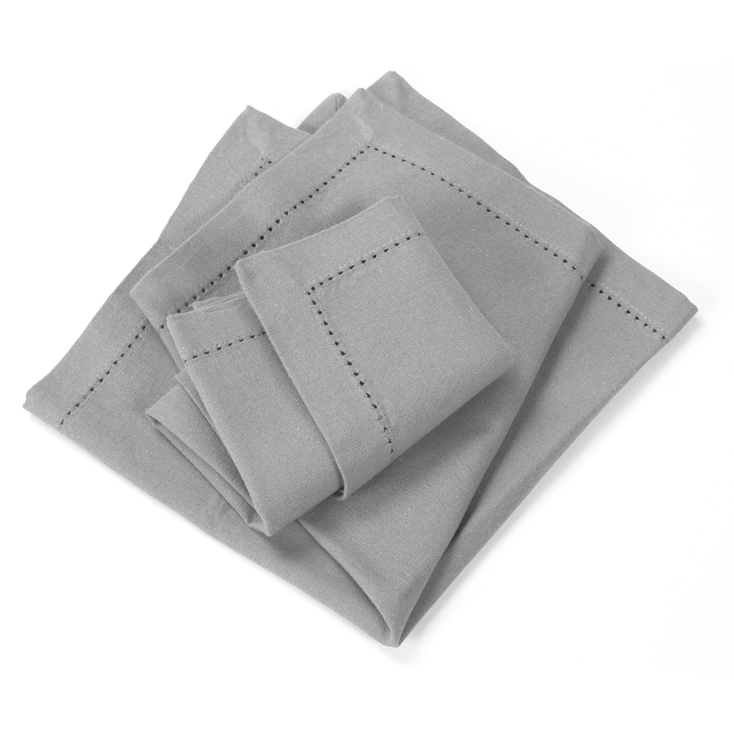 Premium 18x18 Inch Cotton Cloth Dinner Napkins - Set of 12 Soft, Durable & Washable Hemstitched Napkins for Farmhouse, Christmas, Wedding & Everyday Dining - Ash Grey Table Decor for Home & Restaurant Use