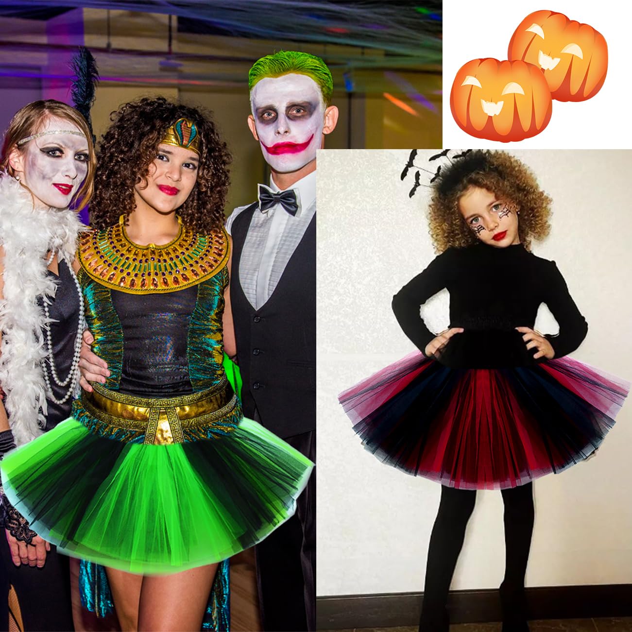 Red and Black Tulle Tutu Skirt for Girls, Women & Adults - Halloween Witch Costume Party Dress | Perfect for Halloween, Cosplay, Dance Performances & Themed Parties