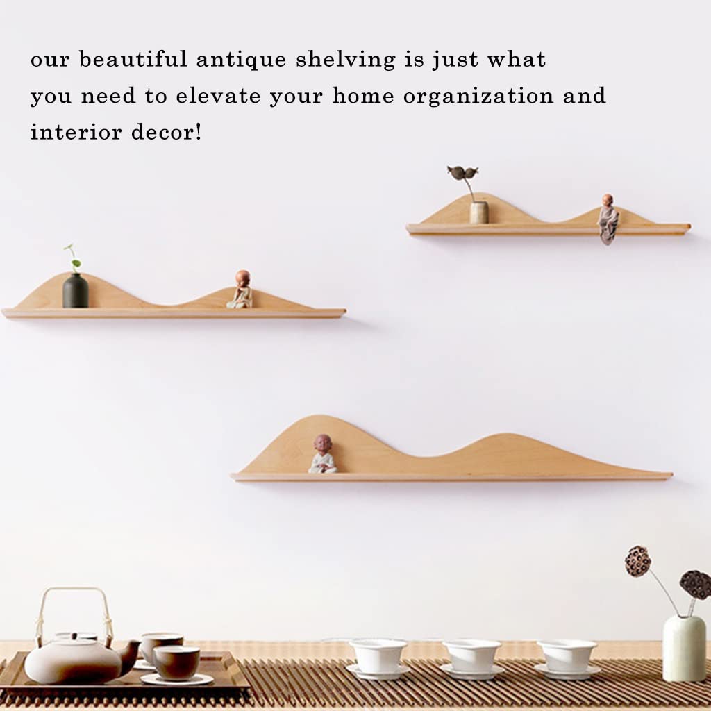 Mountain Shape Floating Shelves Set - Rustic Wood Wall Mounted Shelves for Farmhouse, Bedroom, Kitchen & Living Room Decor - Perfect for Displaying Plants, Books & Home Accessories