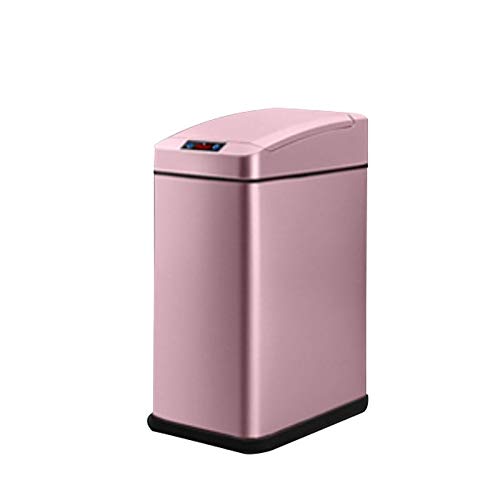 Automatic Metal Trash Can with Lid - 1.9 Gallon (7L) Pink Garbage Bin for Bedroom, Office, Kitchen & Outdoor Use | Waste Recycling Bin for Paper & Rubbish Disposal