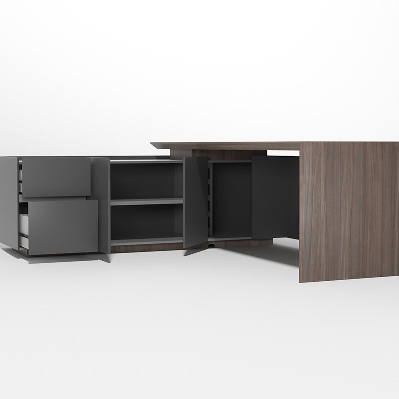 ARMANDO Executive Desk 220cm with Left Return in Hazelnut & Grey - Premium Office Furniture for Home & Business Workspaces
