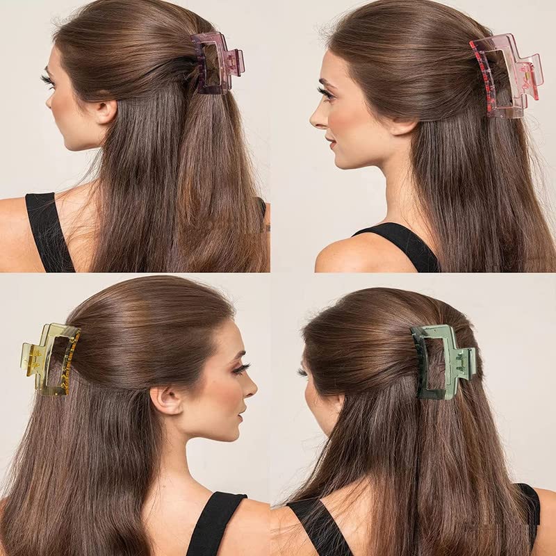 Shidara Acrylic Jelly Hair Clips for Women - 6 Pack Strong Hold Claw Clips for Thick & Thin Hair - Black Hair Accessories Gift Set | Perfect for School, Work, and Everyday Hairstyles