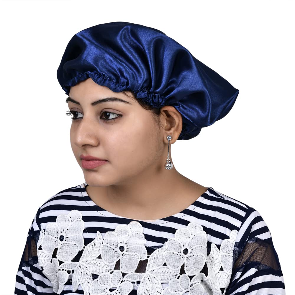 Premium Satin Silk Hair Bonnet for Women & Girls - Double Layered Sleeping Cap for Curly, Natural & Protective Hairstyles - Pack of 1 (Great for Nighttime Hair Care & Travel)