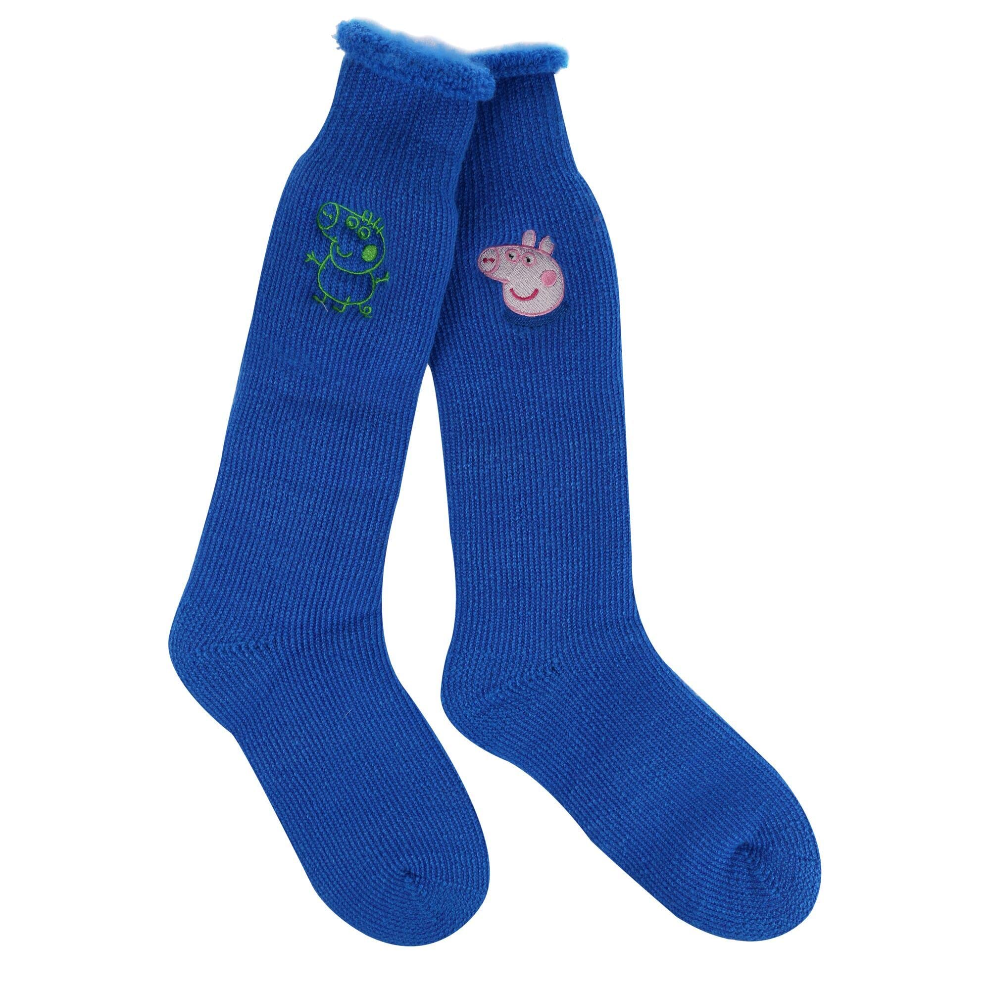 Peppa Pig Kids Boot Socks - Pack of 2 Pairs, Blue, Sizes 11-13 Little Kid - Warm & Comfortable Winter Socks for Boys & Girls - Perfect for Snow Boots, Rain Boots & Cold Weather Play