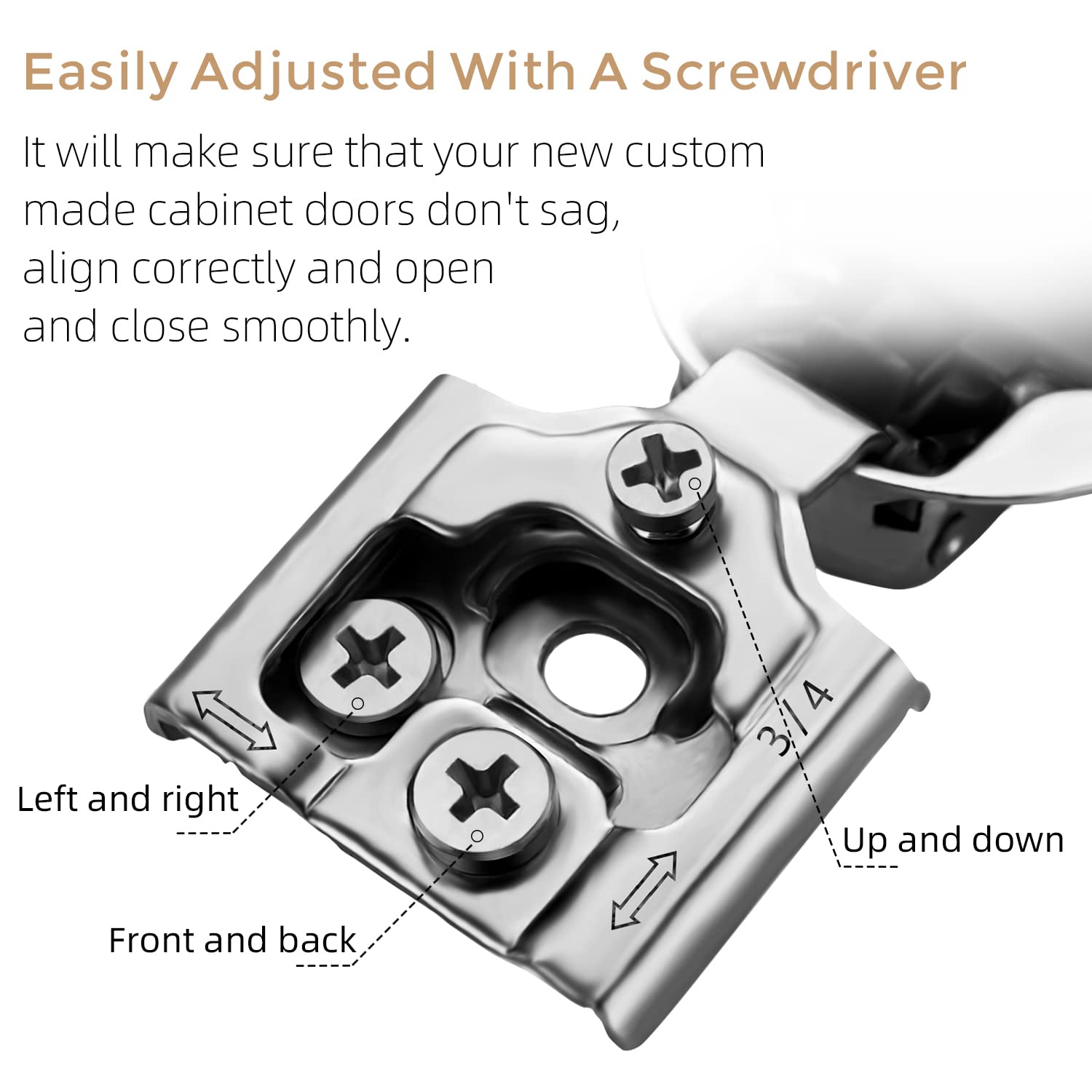 60 Pack 30 Pair Soft Close Cabinet Hinges - 3/4