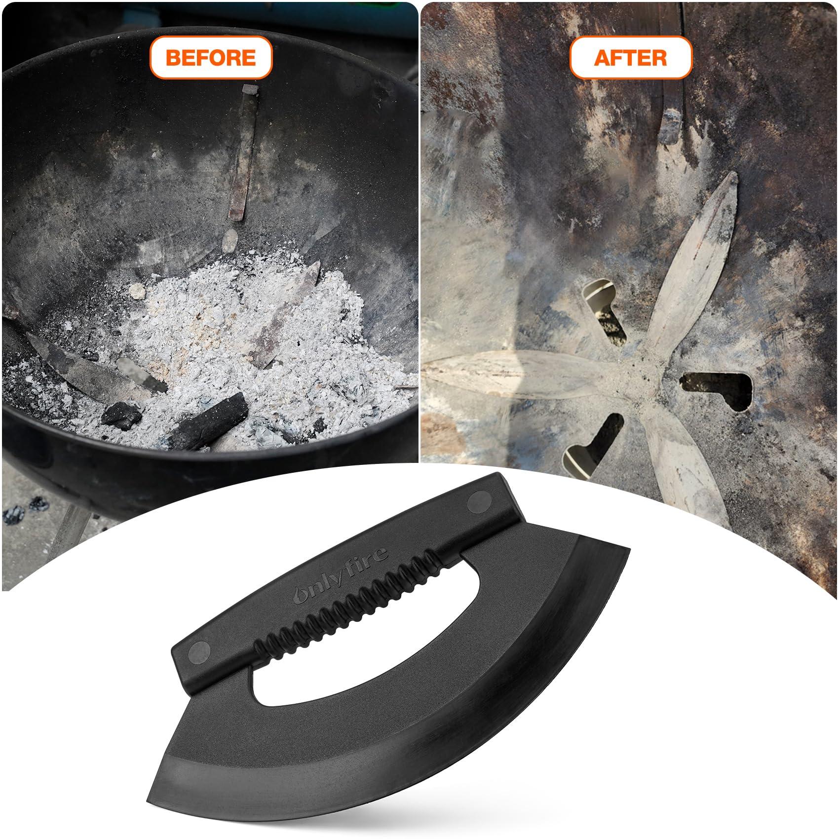 Onlyfire Kettle BBQ Spatula, Professional Scraper for Weber Charcoal Grill 57cm 47cm & Similar Wood Charcoal Grills, Griddle Scraper, BBQ Accessories - Perfect for Backyard Cookouts, Camping & Outdoor Grilling