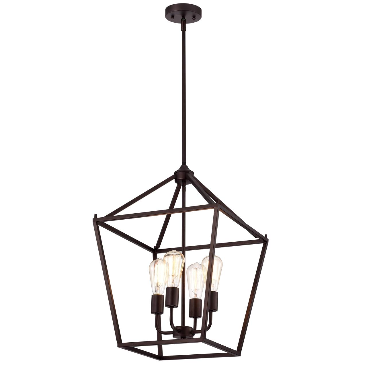 Industrial 4-Light Oil Rubbed Bronze Inverted Pendant Ceiling Fixture - 16