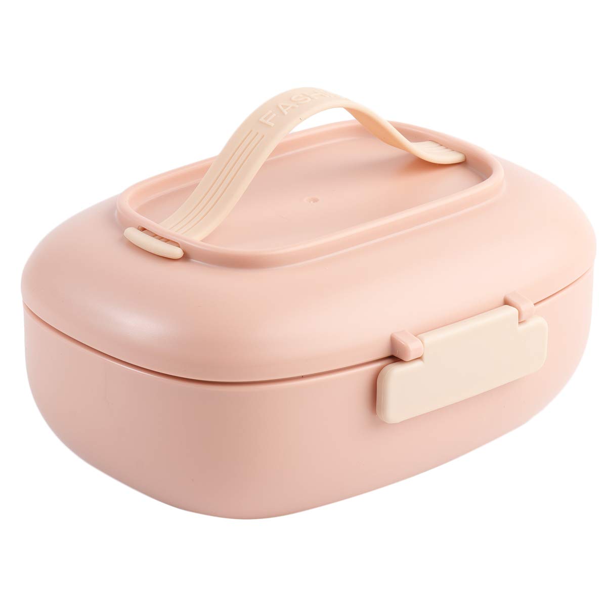 Cabilock 850ml Portable Bento Lunch Box with Carrying Rope - Leak-Proof Plastic Food Container for School, Office & Picnic (Pink)