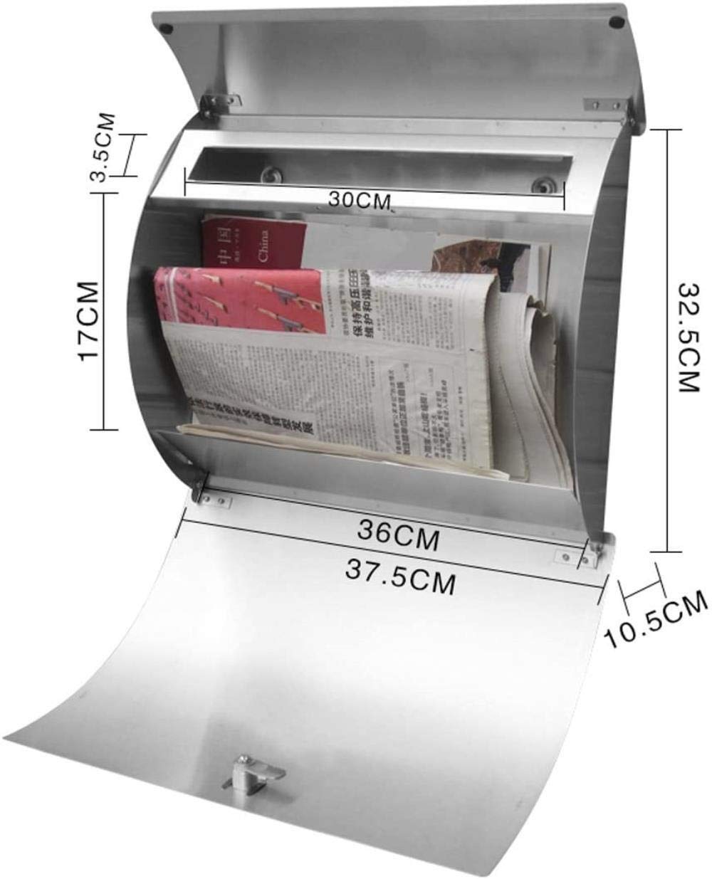 Stainless Steel Mailbox - Outdoor Wall Mounted Letter Box for Villa, Home & Garden - Perfect for Front Door, Porch & Driveway