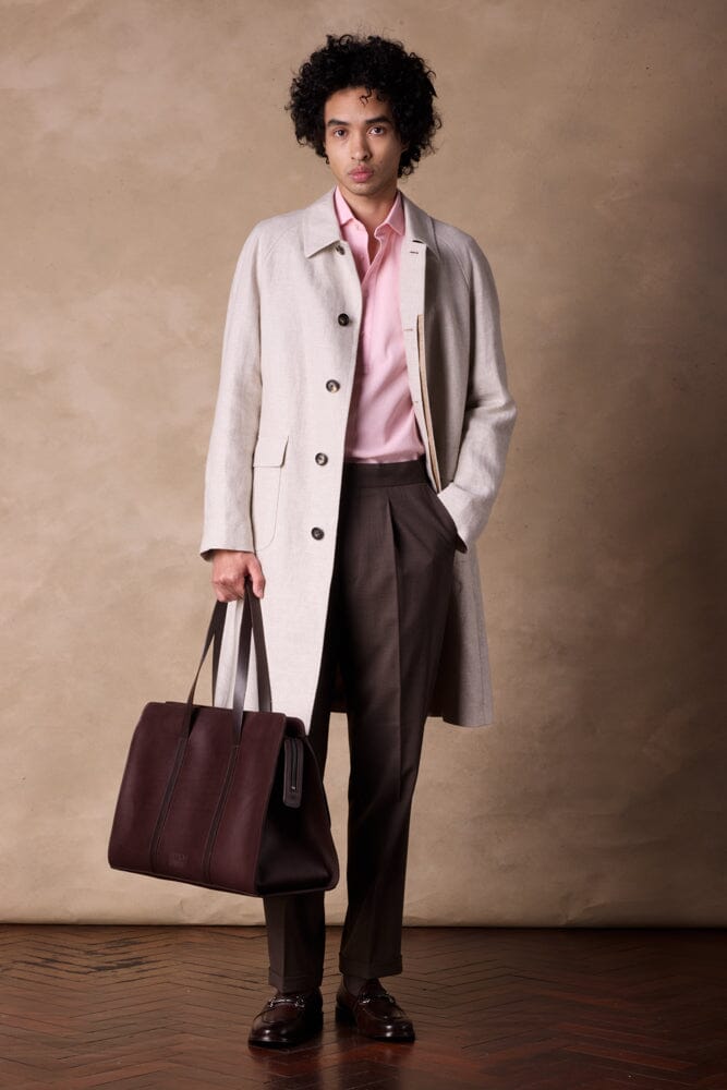 Lisburn Car Coat - Beige Linen Trench Coat for Women | Classic Lightweight Spring & Fall Outerwear | Perfect for Commuting, Travel & Casual Outings