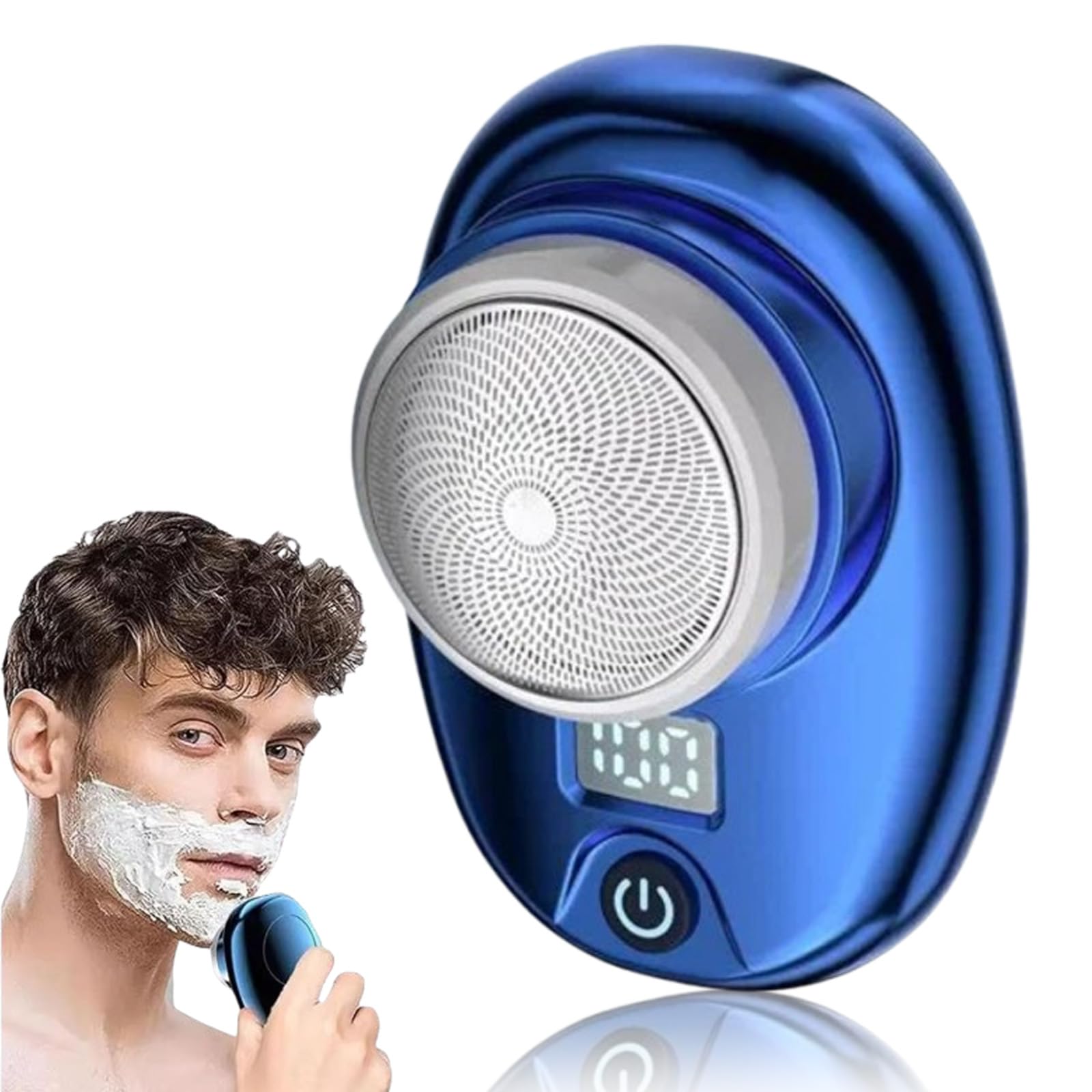 Pyrinov Mini Portable Electric Shaver for Men - Rechargeable Travel Shaver with Precision Blades, Smooth Shaving, USB Charging (Blue) - Perfect for Business Trips, Gym Bags & Quick Grooming On-The-Go
