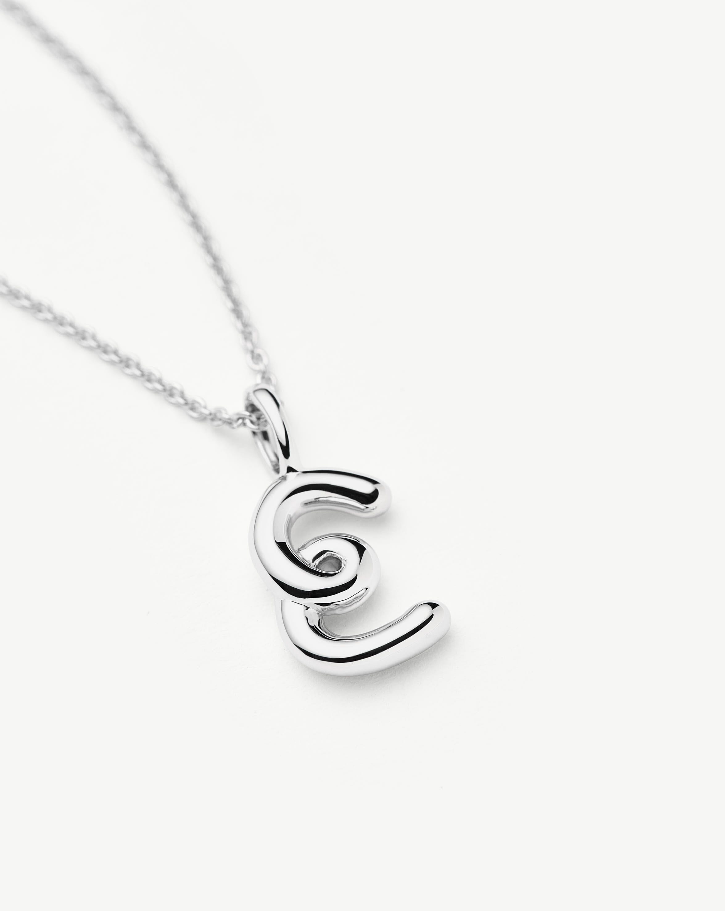 Curly Molten Mini Initial Necklace | Sterling Silver Personalized Jewelry for Women | Perfect Gift for Birthday, Anniversary & Valentine's Day