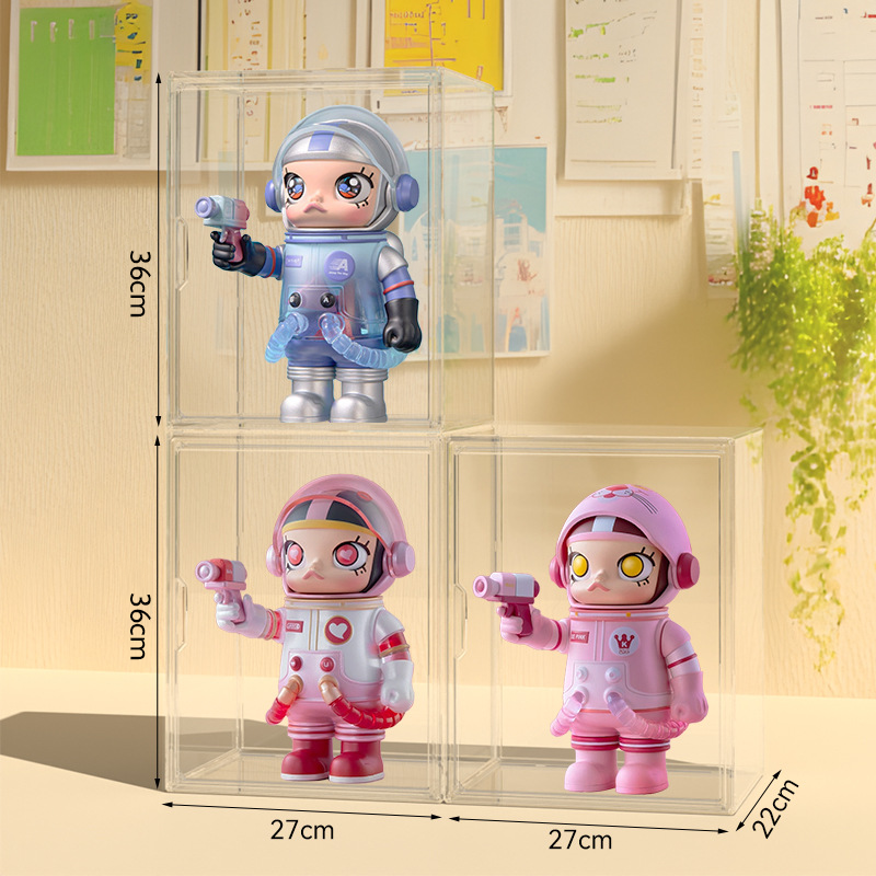 POP MART Figure Display Case - Clear Acrylic Desktop Storage Box for Collectible Toys - Perfect for Home Office, Shelf Decoration & Gift Packaging