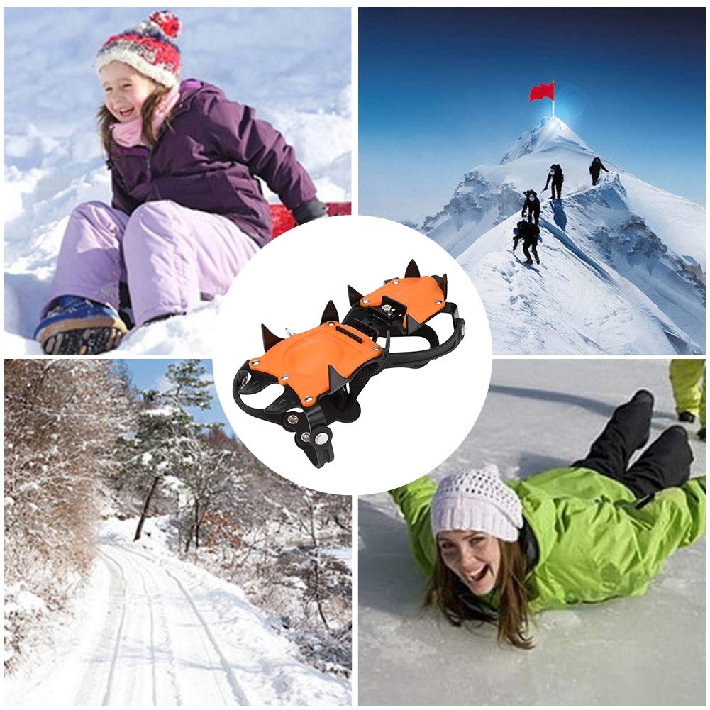 Traction Ice Cleats - Anti-Slip 10 Toothed Snow Crampons for Mountaineering & Hiking | Ice Climbing & Winter Camping Gear | Secure Grip for Hiking Boots on Snow & Ice