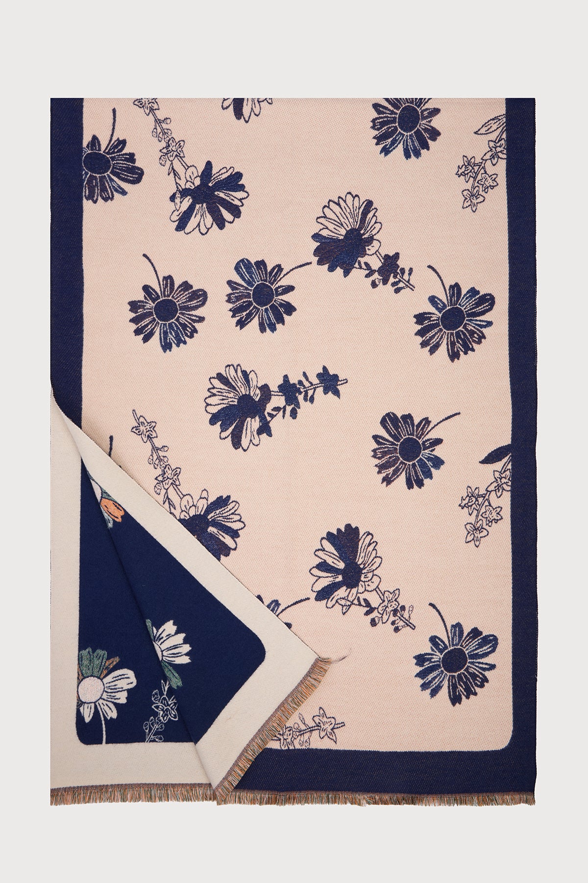 Floral Daisy Reversible Scarf - Lightweight Womens Fashion Accessory for Spring & Summer Outfits - Perfect for Office, Travel and Casual Wear