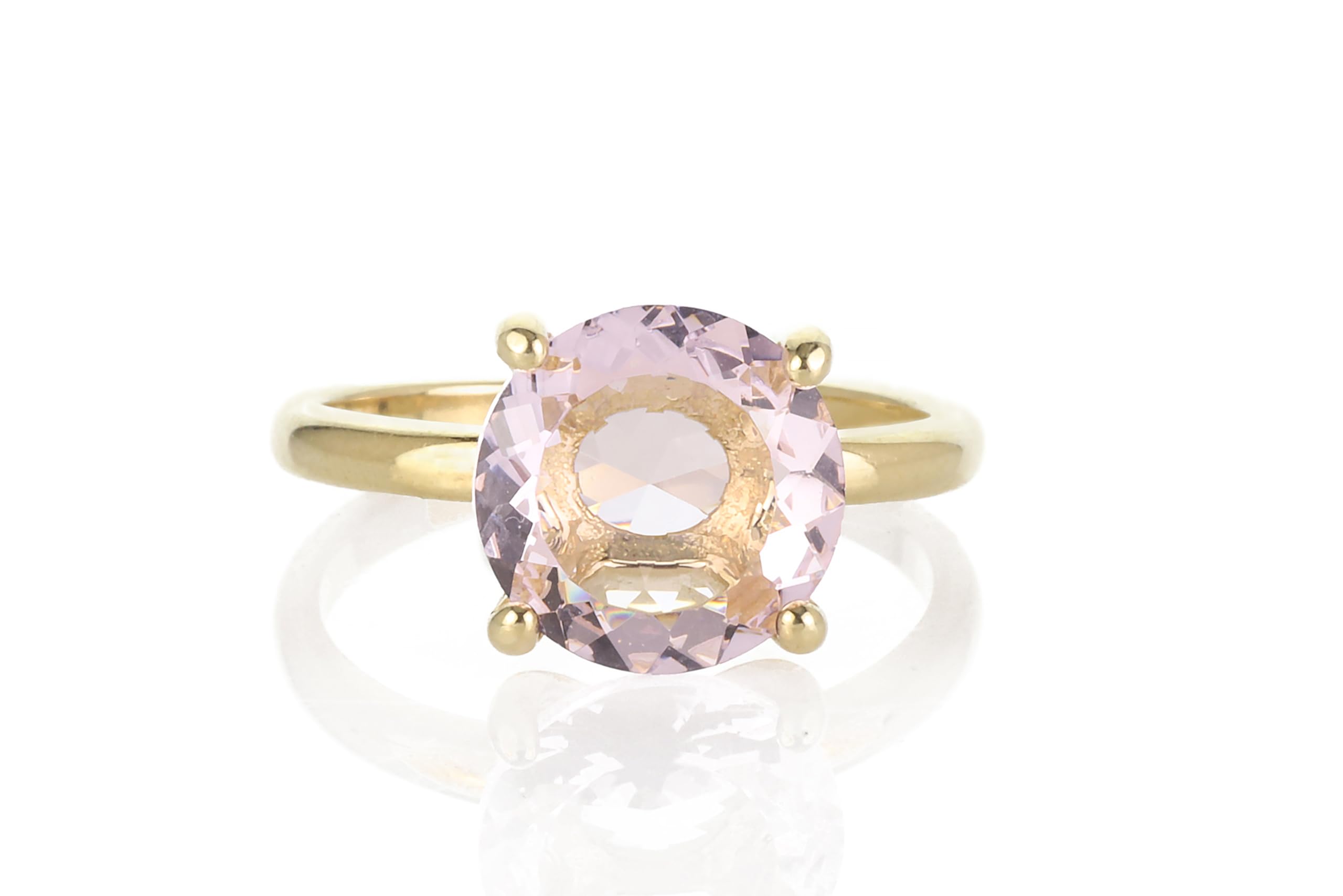 14k Gold Rose Quartz Promise Ring for Women - Handmade Love Ring, Fashion Jewelry Gift for Her - Perfect for Anniversaries, Engagements & Everyday Wear - Includes Jewelry Box